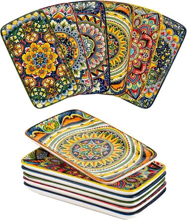 Набір сервірувальних тарілок Henten Home 6 шт. для закусок, суші, салатів та десертів (21 см)