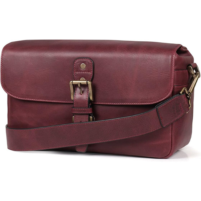 Чохол для камери MegaGear Torres: шкіряна сумка-месенджер для бездзеркальних, плівкових та DSLR камер, оливковий (бордовий)