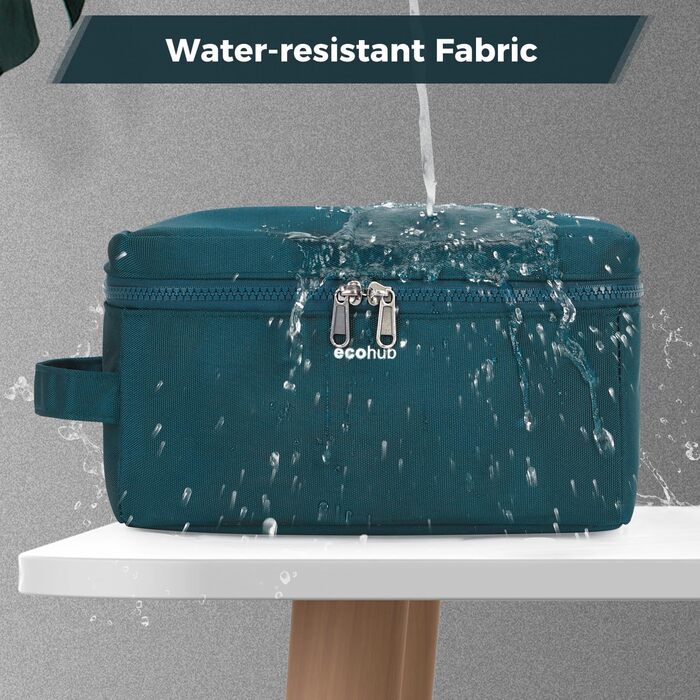 Чоловіча дорожня косметичка ECOHUB, водонепроникна, з відділенням для сухого та мокрого одягу, зелена (L)