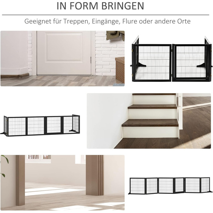 Захисне ґратка для собак PawHut - регульоване, вільне стояння, 70H x 432B см, 6 панелей, чорний