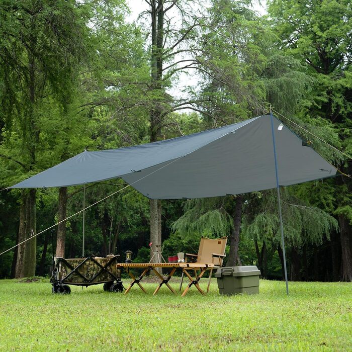 Тент FREE SOLDIER 3x3.2 м, водовідштовхуючий, ультралегкий, захист від УФ, для кемпінгу, пікніків та активного відпочинку (сіро-блакитний)