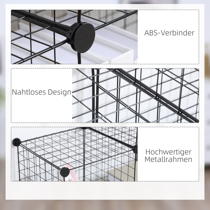 HOMCOM Shelf Unit, Storage System with 6 Cubes, DIY Wire Grid Cube Shelf, Tiered Shelf for Living Room, Bedroom, Black, 109 x 37 x 109 cm | Aosom