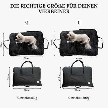 Ортопедичне собаче ліжко Wanderpfote для подорожей – зручне та сертифіковане ліжко для собак (M, Чорний)