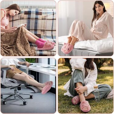 Тапочки жіночі OFFCUP Fuzzy, з відкритим носком, у вигляді акули, антиковзкі, м'які, зручні, з піною Memory, з хутром, для дому та вулиці (42/43 Рожеві)