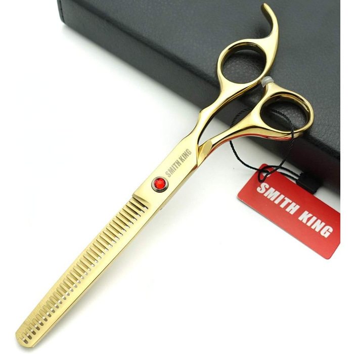 Набір ножиць для грумінгу собак 7 дюймів: прямі та вигнуті ножиці, 4 шт. (золотий)