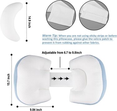 Тілопідтримуючий подушок для вагітних Chilling Home, блакитний. Для сну на боці та животі, дихаючий матеріал, регульований, портативний.