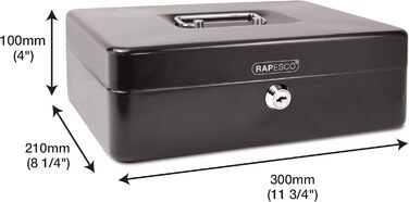 Металева касове сховище Rapesco SB0006B1 з замком, 3 ключами та висувним ящиком, розмір 6, чорний