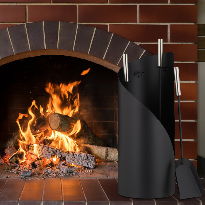 Relaxdays Fireplace Set, 4-Piece