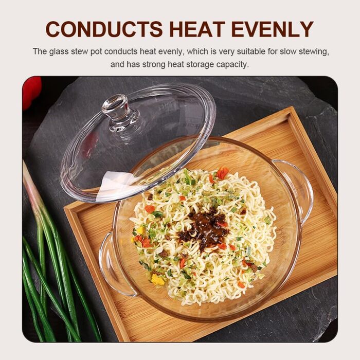 Cabilock Glass Pot Soup Pot Glass Pot Induction Pot Glass Pan Heat-Resistant Glass Pot Borosilicate Glass Pot Braising Pot Noodle Bowl For Transparent M Yogurt Casserole