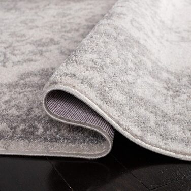 Килим SAFAVIEH з потертою текстурою для вітальні, їдальні, спальні - колекція Adirondack, короткий ворс, слонова кістка та срібло, 122 x 183 см