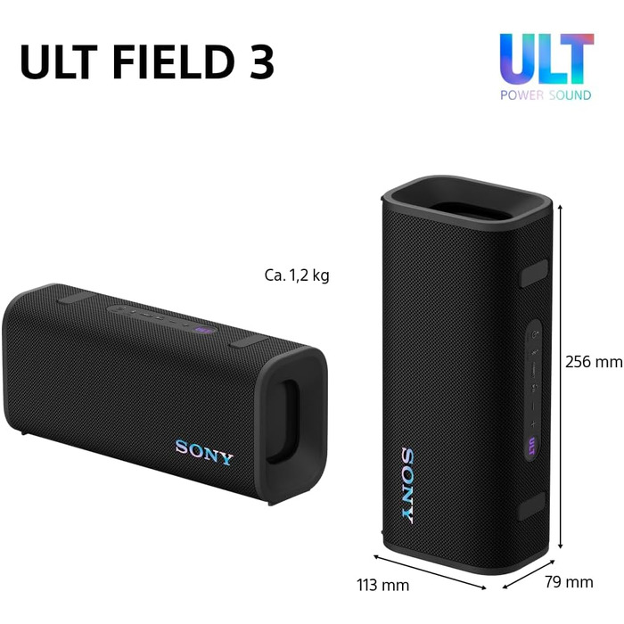 Sony ULT Field 3 Forest Grey – Портативна Bluetooth колонка з глибоким басом, 24 год автономії, IP67 (водонепроникна, пилозахищена, ударостійка)