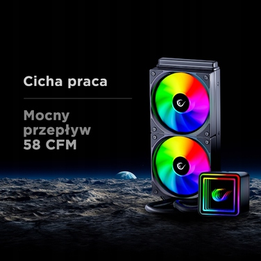 Система рідкого охолодження Rampage INFINITE V240 240мм ARGB з індикатором температури, білий