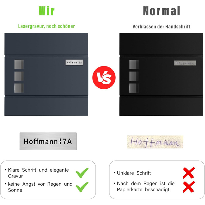 Поштовий ящик Zedelmaier з нержавіючої сталі, персоналізований, настінний, з відділенням для газет, 2 ключі, замок, антрацит 33x31x10 см