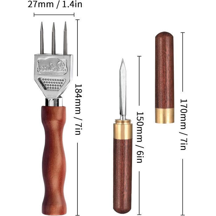 Ice Pick - Stainless Steel Ice Pick with Wooden Handle, Durable Carving Tool 3 Spikes 7'' - ICPK0003