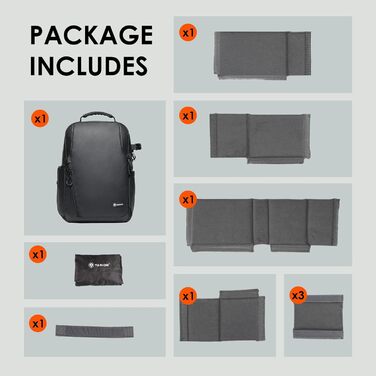 Рюкзак для фотокамери TARION: водонепроникний, з відділенням для 14-дюймового ноутбука та захистом від дощу (чорний)