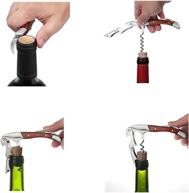 Sommelier knife, wine opener, professional corkscrew made of stainless steel, bottle opener with foil cutter, wine aerator pourer and vacuum stopper, wine accessories. (Sommelier knife)