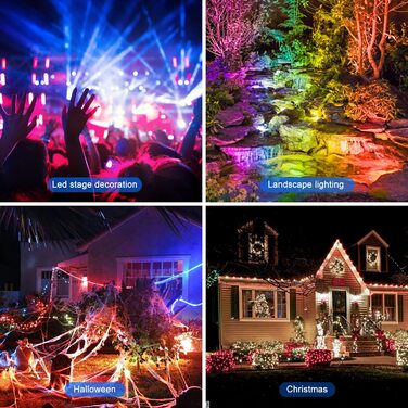ChangM RGB LED Flood Light 30W 4 Pack Bluetooth APP Control 16 Million Colors Smart LED Floodlights, IP66 Outdoor Floodlights Waterproof LED Floodlights, Garden Mood Lighting (Bluetooth 2 pack)