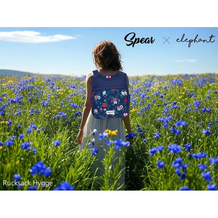 Spear Rucksack - Unisex, Hygge City Backpack, Ladies' Backpack, Leisure Backpack, Office, Sport, Leisure - A4 Size - 12788 (12790 Blue Flower (5))
