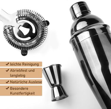 Stainless Steel Cocktail Mix Set - 14 Piece Bartender Kit with Bamboo Stand - 750ml Cocktail Shaker Set - Perfect Gift