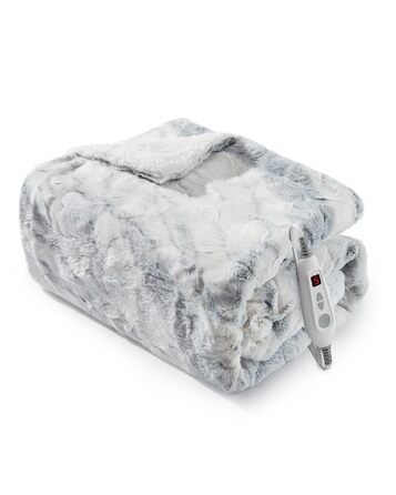Електрична ковдра LinTimes з автовимкненням, 6 температурних режимів, таймер 10 годин, PV-велюр та Sherpa фліс, пральна, (Мраморний, 180 x 130 см)