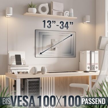 Настінне кріплення для монітора RICOO S1511 13-34 дюйми, поворотне, VESA 75x100 мм