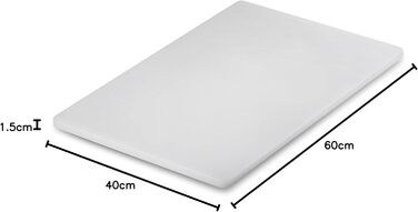 PE cutting board, 40 x 60 x 1.5 cm, white