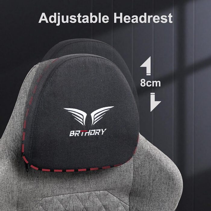 Геймерське крісло Racing Ergonomic Stoff Schwarz Grau з регульованою підголівкою, підлокітниками та підставкою для ніг
