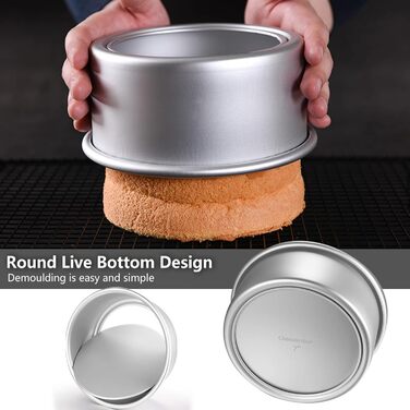 Cake Pan Set - Round Baking Pans made of Anodized Aluminum with Non-Stick Coating, Removable Bottom (2 Sizes: 5