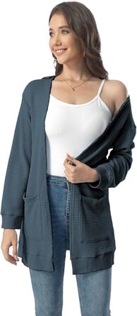 Кардиган чоловічий Daen Langar Casual Lang з відкритим фронтом, сіро-антрацитовий (M)