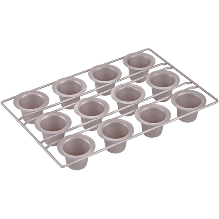 CHEFMADE Popover Cake Pan, 12-Cavity Non-Stick Yorkshire Muffin Cupcake Pan Bakeware for Oven Baking (Champagne Gold)
