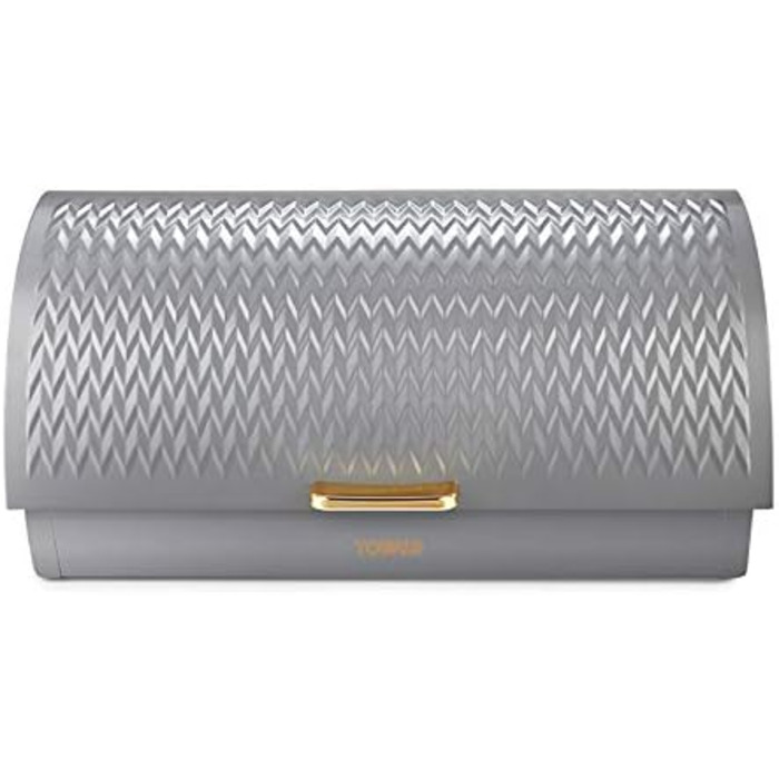 Хлібниця Tower Empire з роликовим кришкою, нержавіюча сталь, сірий колір, з латунними деталями