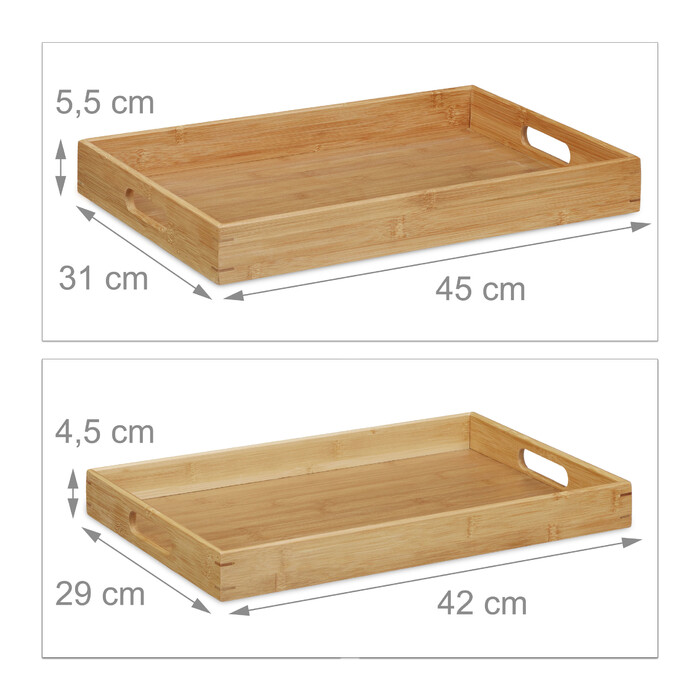 Relaxdays Serving Tray 2-Piece Bamboo Set