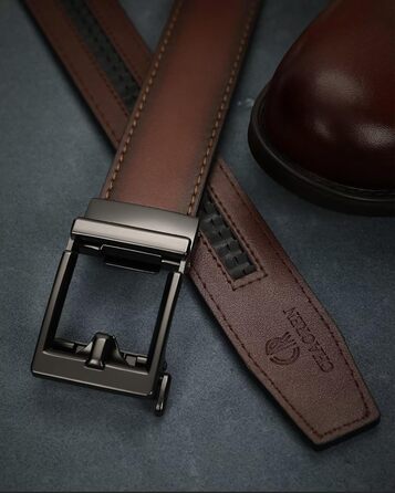 Чоловічий шкіряний ремінь CHAOREN з автоматичною застібкою, 35 мм, без отворів, колір коньяк, розмір 80-90 см