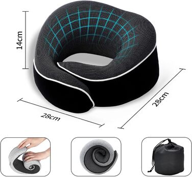 Подушка для подорожей Dreamjoys Neppy: для шиї, літака, авто, поїзда. Memory Foam, сіра