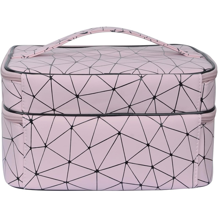 Водонепроникна косметичка MKPCW для жінок з відділенням для пензлів та перегородкою (Рожева)