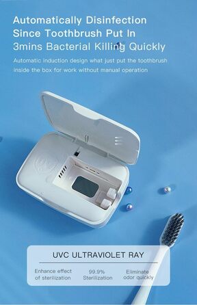 TKMARS Toothbrush Sterilizer with UV Light, Toothbrush Holder, Wall-Mounted, 99.9% Sterilization Rate, Dryable, Suitable for Travel and Family Use