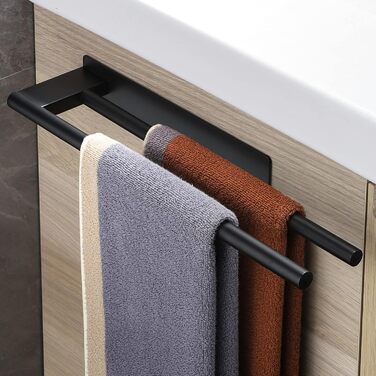 Рушникотримач Doppelt на стіну без свердління, 304 нержавіюча сталь, сріблястий, 39 см (чорний Doppelt)