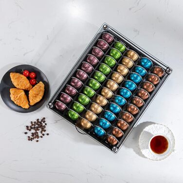 Тримач для капсул Nespresso Vertuo Rice Rat, 50 капсул, чорний, скляний каркас