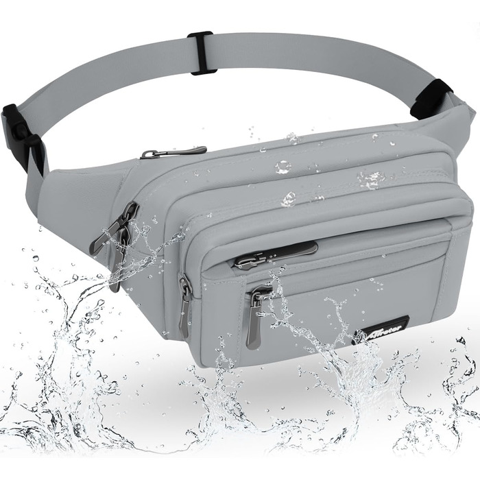 Чоловіча та жіноча поясна сумка на пояс, водонепроникна, з тримачем для пляшки, для піших прогулянок, прогулянок з собакою, активного відпочинку (A-сірий)