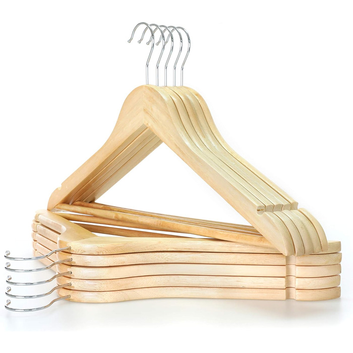 Дерев'яні вішалки для одягу з зачіпками для спідниць та штанів, 360° обертання, 20 шт. (білі)