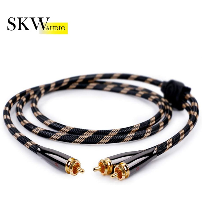 Акустичні кабелі SKW для колонок Hi-Fi, пара (2 шт.), 1.5м, з роз'ємами «банан», позолочені конектори, нейлонове обплетення