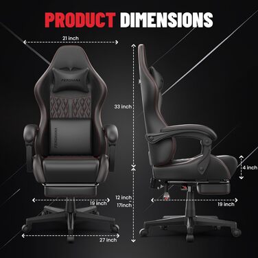 Ергономічне ігрове крісло Gaming Stuhl з підставкою для ніг, регульованою спинкою (90–135°), поперековою та підголівником, офісне комп'ютерне крісло геймера (Чорне)