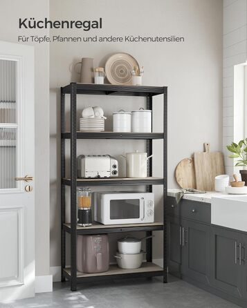 SONGMICS 5-Tier Industrial Bookshelf/Storage Rack - Greige & Black