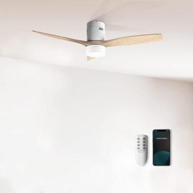 Стельовий вентилятор Cecotec Aero 5600 WiFi з підсвічуванням, 52 дюйми, 40 Вт, білий/дерево