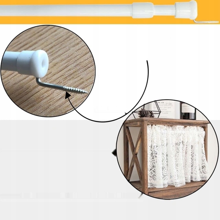 Комплект із 3-х розпірних карнизів для штор GDEVKHN, телескопічні, без свердління, 30-45 см