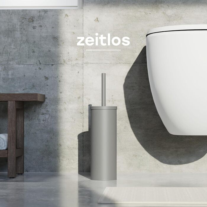 Торцева щітка для унітазу з нержавіючої сталі та силікону з дискретним тримачем - щітка для туалету з захистом від бризок, антибактеріальна, сіра