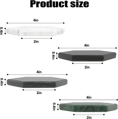 Marble Coasters for Drinks with Metal Stand for High-End Lifestyle (Set of 6) (Hexagonal, Emerald Green)