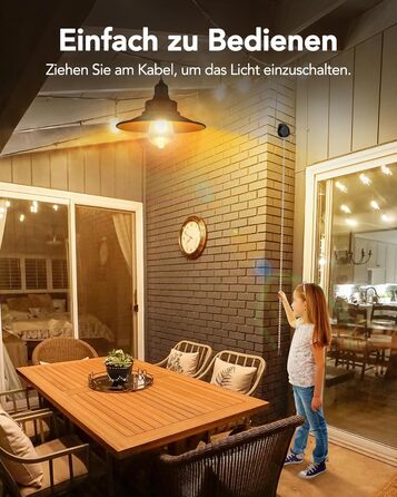 FabStyl Solar Hanging Light for Outdoor/Indoor, Solar Lamps Pendant Light with Pull Switch & E27 Bulb, IP65 Waterproof for Garden Pergola Garage