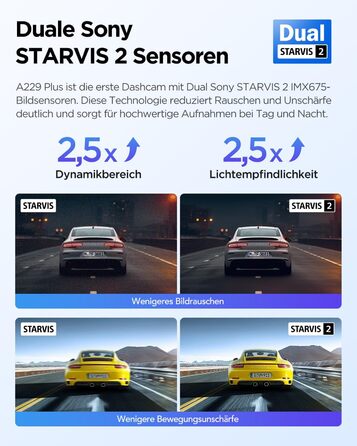 Автомобільний відеореєстратор VIOFO A229 Plus 2K + 2K Dual STARVIS 2, HDR, з голосовим керуванням, 5GHz Wi-Fi, GPS та Super Night Vision 2.0, 2.4