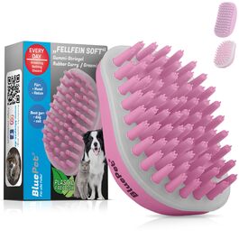 Гумовий щітка-щітка для короткошерстих собак та котів BluePet з масажним ефектом. Видаляє відмерле підшерстя, пил та бруд. Ідеальна для миття та масажу з шампунем. (М'який рожевий)